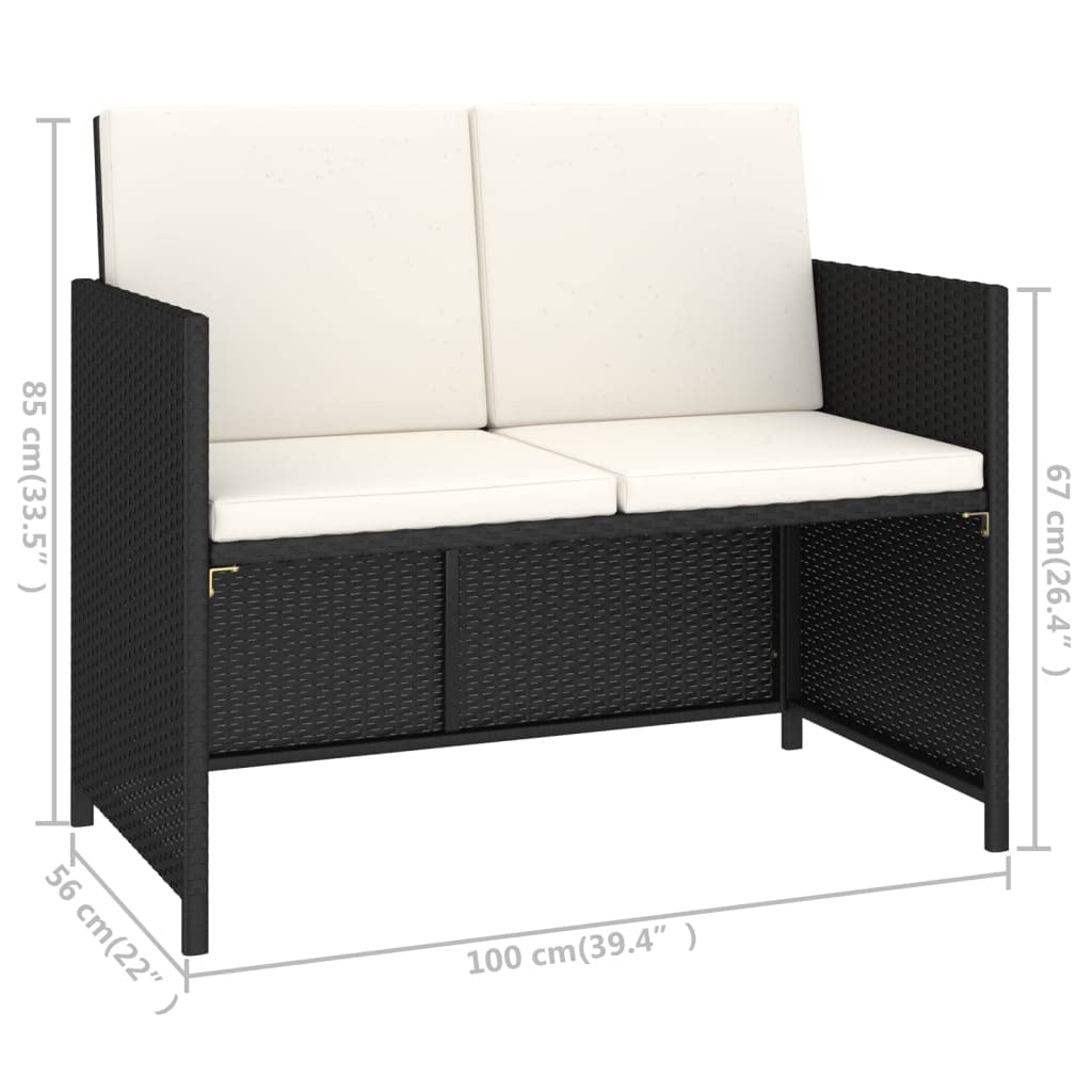 vidaXL Patio Dining Set 6 Piece, Patio Dining Table Set with Wood Tabletop, Rattan Chairs with Cushions, Outdoor Furniture Set, Rattan and Wood Black