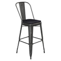 Flash Furniture Carly Commercial Grade 30&Quot; High Black Metal Indoor-Outdoor Bar Height Stool With Back And Black Polystyrene Seat