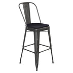 Flash Furniture Carly Commercial Grade 30&Quot; High Black Metal Indoor-Outdoor Bar Height Stool With Back And Black Polystyrene Seat