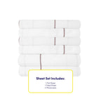 Cal King Size Bed Sheets - 6 Piece 1500 Supreme Collection Fine Brushed Microfiber Deep Pocket California King Sheet Set Bedding - 2 Extra Pillow Cases, Great Value, California King, Window Pane White