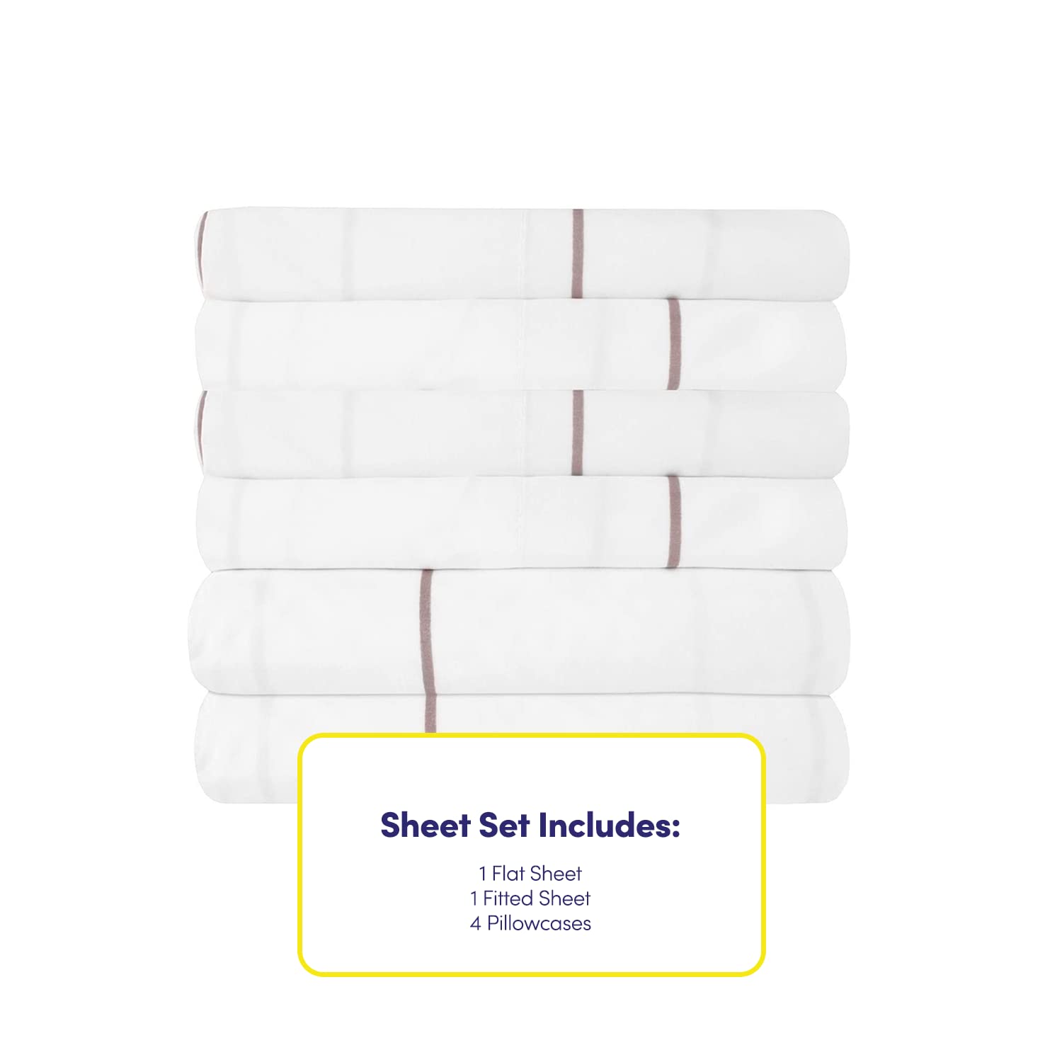 Cal King Size Bed Sheets - 6 Piece 1500 Supreme Collection Fine Brushed Microfiber Deep Pocket California King Sheet Set Bedding - 2 Extra Pillow Cases, Great Value, California King, Window Pane White