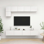 vidaXL TV Cabinet Set 5 Piece Home Living Room Furniture TV Stand HiFi Stereo Cabinet Media Unit Entertainment Center White Engineered Wood