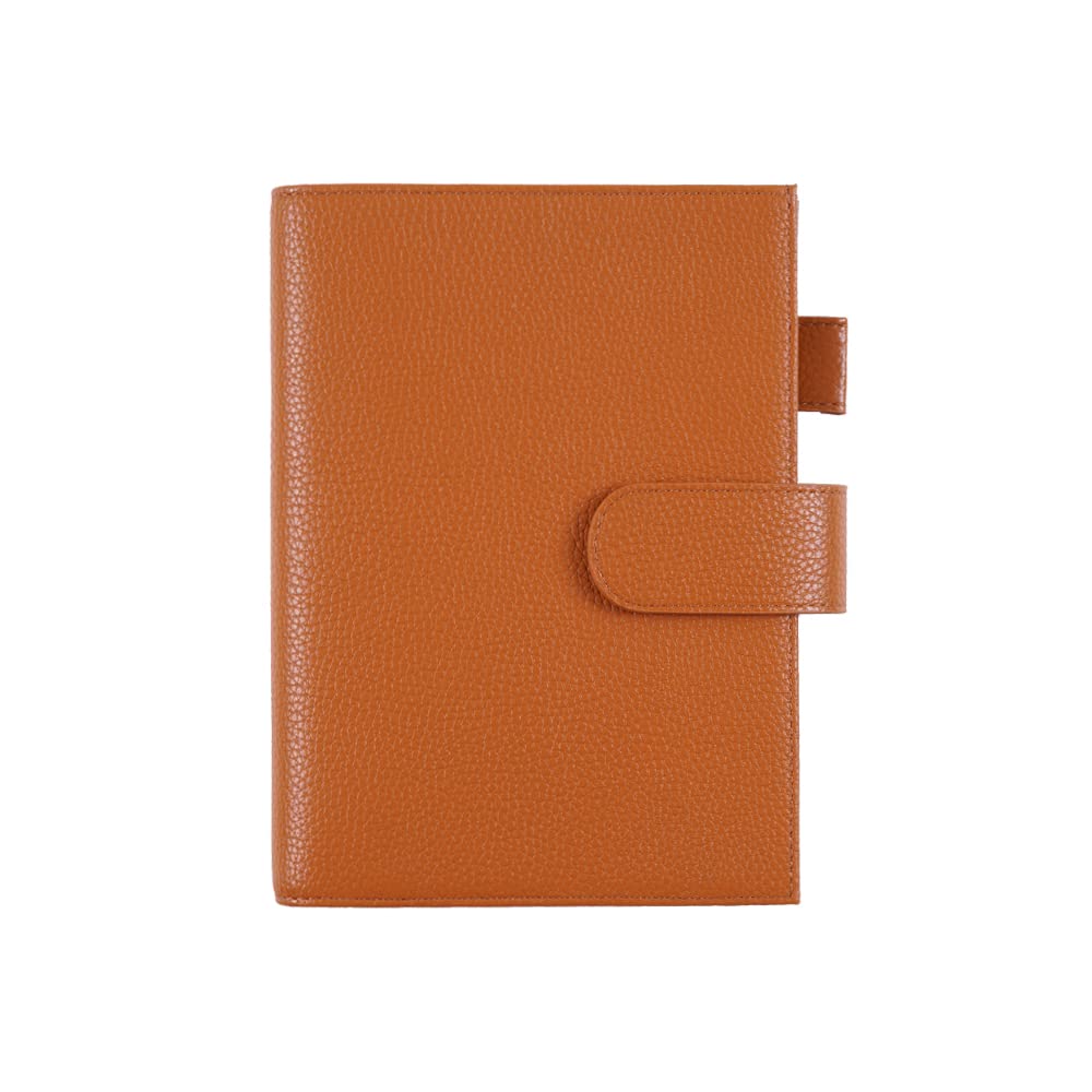 Moterm Leather Cover For Stalogy B6 - With Back Pocket, Pen Loop And Card Slots (Pebbled-Burnt Orange, B6+)