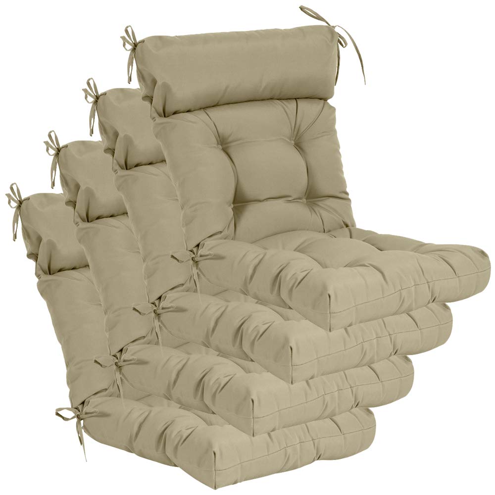 Qilloway Indoor/Outdoor High Back Chair Cushion,Spring/Summer Seasonal Replacement Cushions.(Beige)