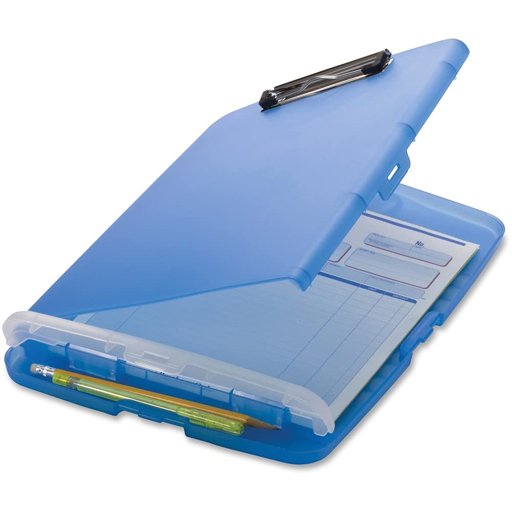Low Profile Storage Clipboard, 1/2' Capacity, Holds 8 1/2 X 11, Translucent Blue