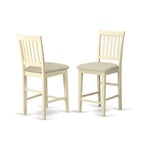 East West Furniture YAVN3-WHI-C 3 Piece Kitchen Counter Height Dining Table Set Contains a Rectangle Pub Table and 2 Linen Fabric Upholstered Chairs, 30x48 Inch, Buttermilk & Cherry