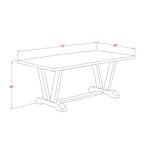 East West Furniture V-Style 40X72 In Dining Table With Wirebrushed Linen White Leg And Cement Top Finish