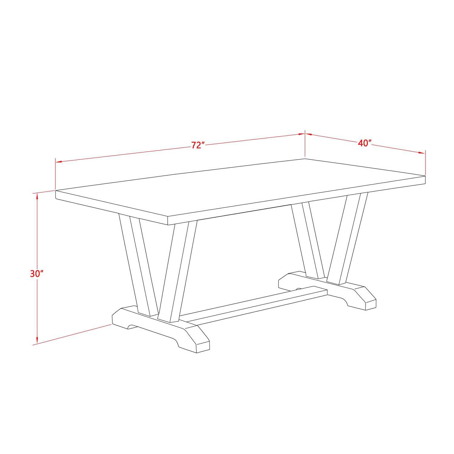 East West Furniture V-Style 40X72 In Dining Table With Wirebrushed Linen White Leg And Cement Top Finish