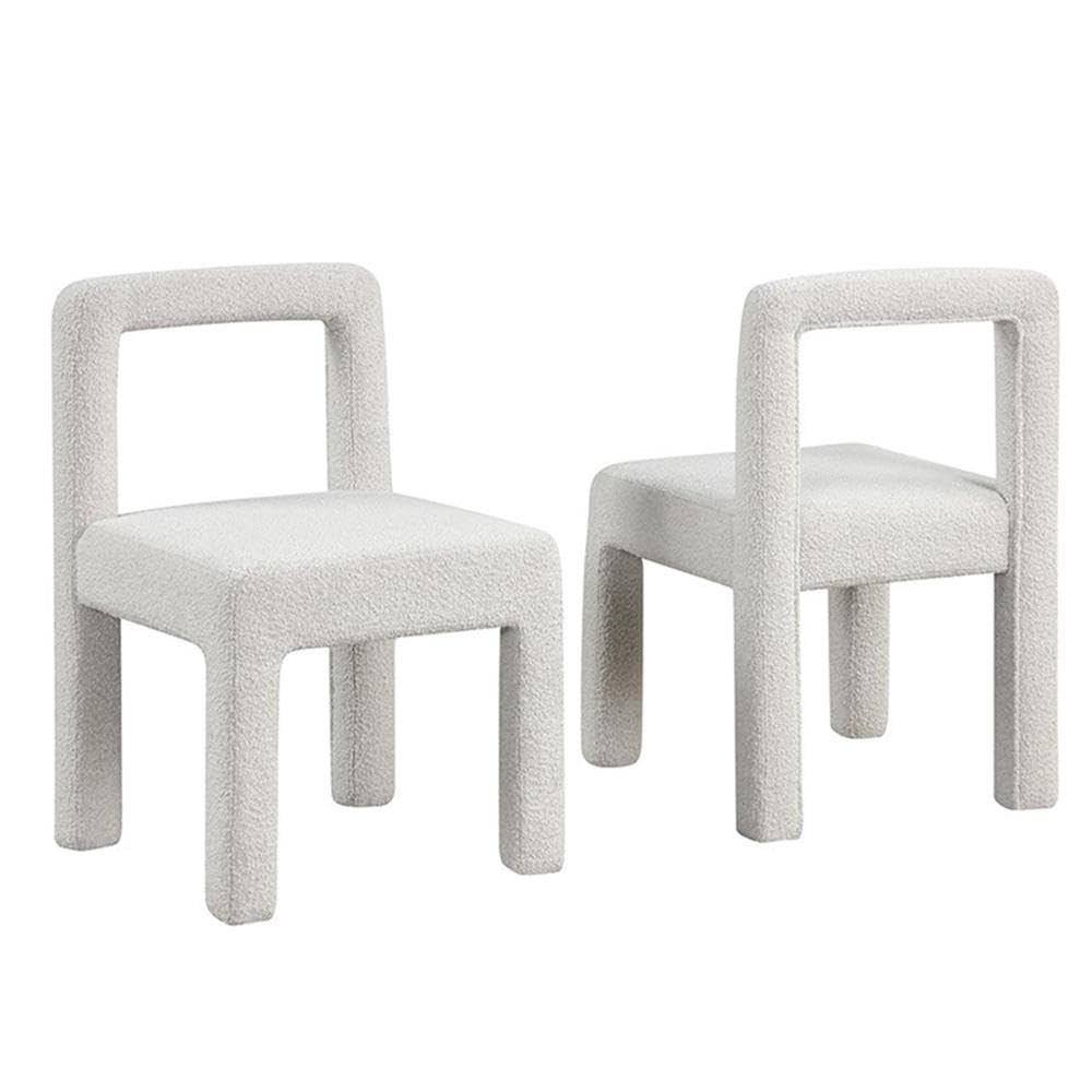 Best Master Furniture Celeste Cream Boucle Dining Chairs (Set Of 2)