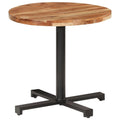 vidaXL Round Bistro Table, Versatile Solid Acacia Wood Table with Black Powder-Coated Iron Base, Perfect Dining Table for Indoors or Outdoors