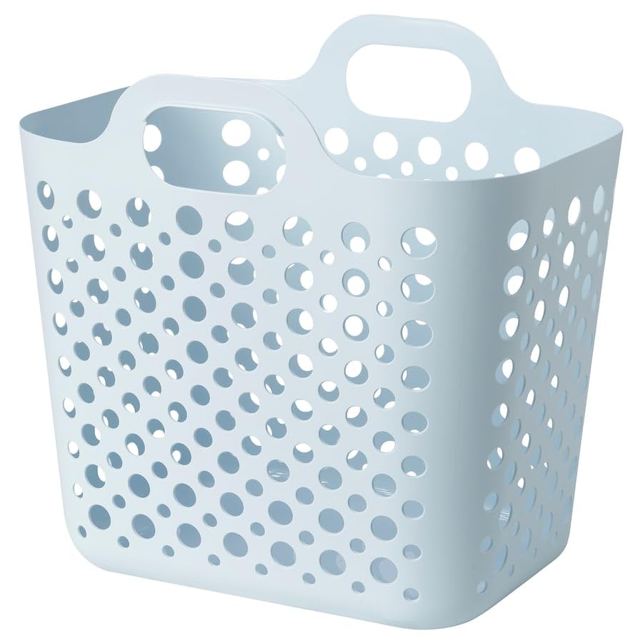 Flexible Laundry Basket For Clothes, Laundry Hamper With Handles, 24L Blue Plastic Laundry Bin, Mesh Clothes Basket For Bathroom
