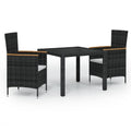 vidaXL 5-Piece Patio Dining Set-Poly Rattan Black with Cream Cushions, Powder-Coated Steel Frame & Tempered Glass Table- for Outdoor/Garden