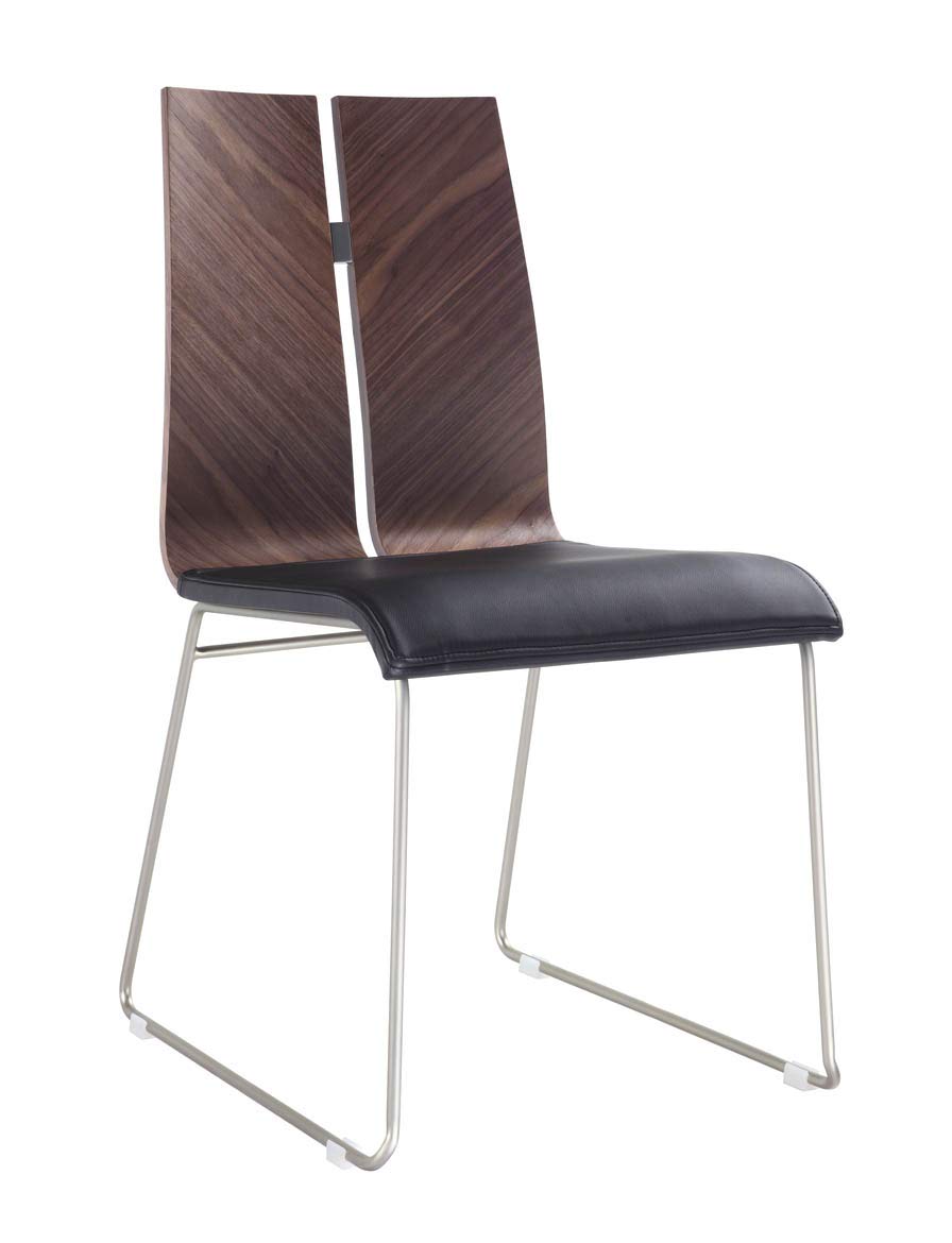 HomeRoots 20&quot; X 22&quot; X 35&quot; Natural Walnut/Black Faux Leather/Metal Dining Chair