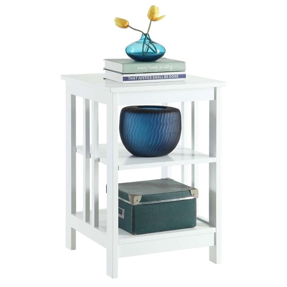 Convenience Concepts Mission End Table with Shelves, White