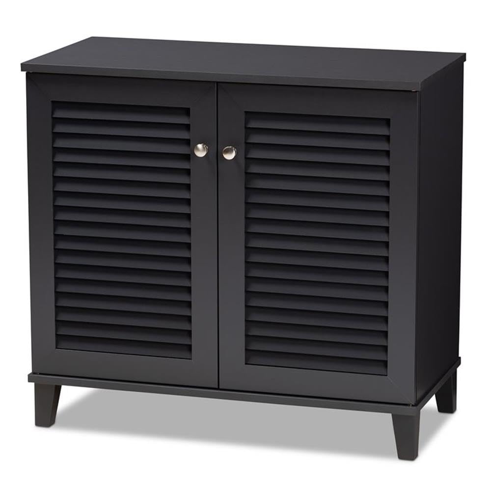 Baxton Studio Coolidge Modern And Contemporary Dark Grey Finished 4-Shelf Wood Shoe Storage Cabinet