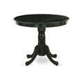 East West Furniture Anga5-Abk-24 5 Piece Dining Table Set For 4 Includes A Round Kitchen Table With Pedestal And 4 Black Linen Fabric Parsons Dining Chairs, 36X36 Inch, Wirebrushed Black