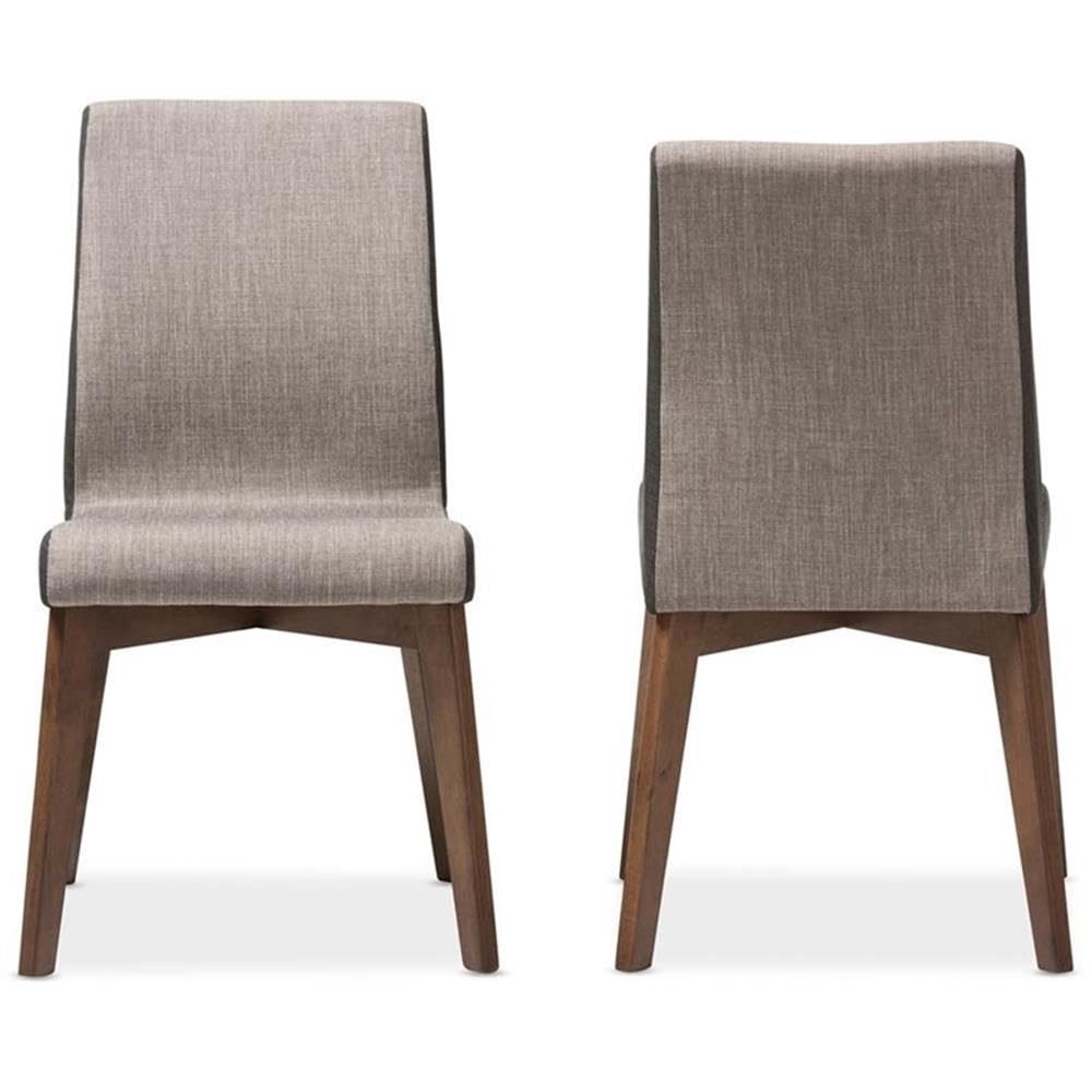 Baxton Studio Kimberly Mid-Century Modern Beige and Brown Fabric Dining Chair