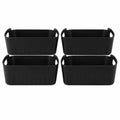 Multipurpose Plastic Storage Basket Pack of 4 | Storage Organizer Bin with Handles for Kitchen, Bathroom, Office & Closet | Blac
