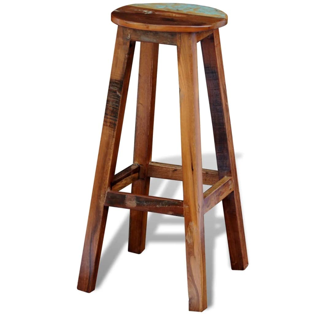 vidaXL Handmade Solid Reclaimed Wood Bar Stool - Timeless Antique Style Furniture with Optimum Seating Comfort, Sustainable Development