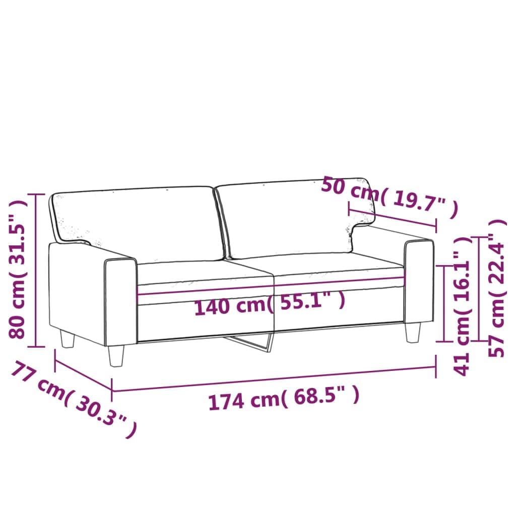 vidaXL Luxurious Modern 2-Seater Sofa in Black Faux Leather – Comfortable Padding, Stain-Resistant Upholstery, Sturdy Metal Frame, and Sleek Design