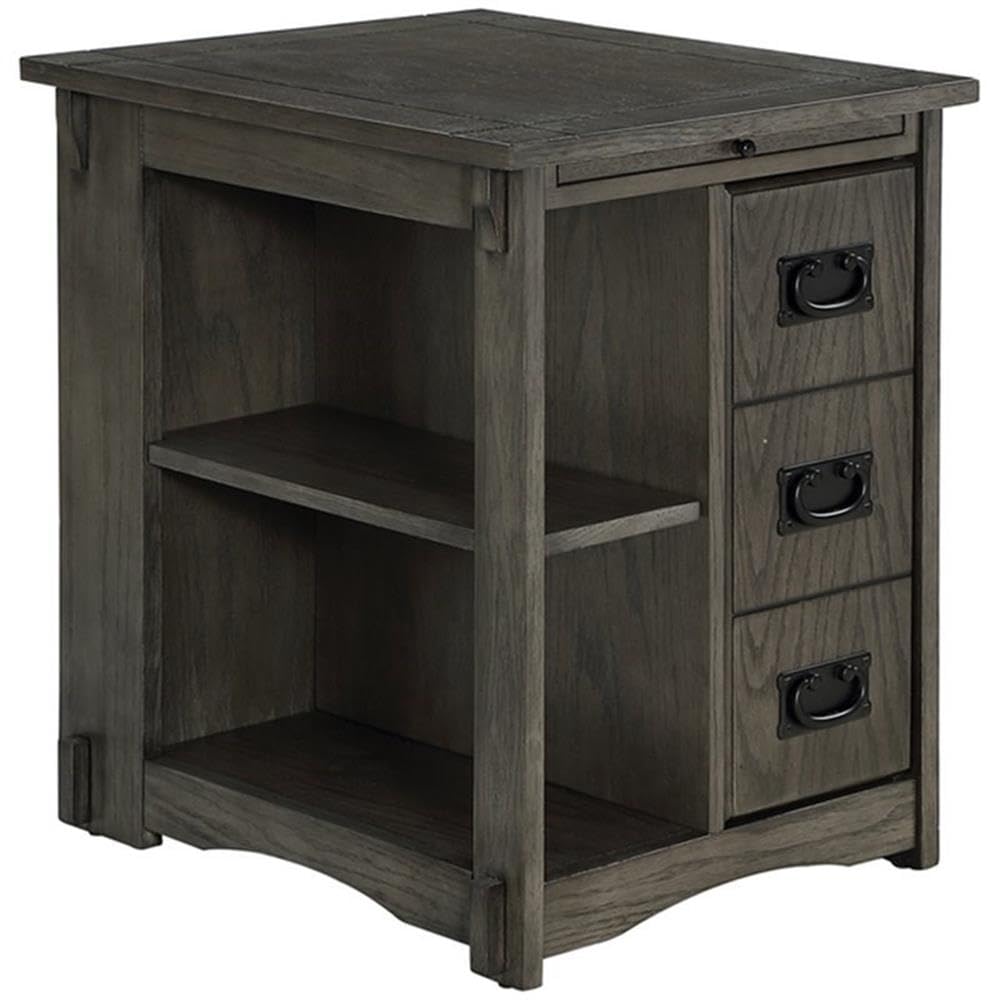 Powell Linon Parnell Wood Side Table in Gray