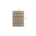 HomeRoots 5' x 7' Blue and Gray Striped Indoor Outdoor Area Rug