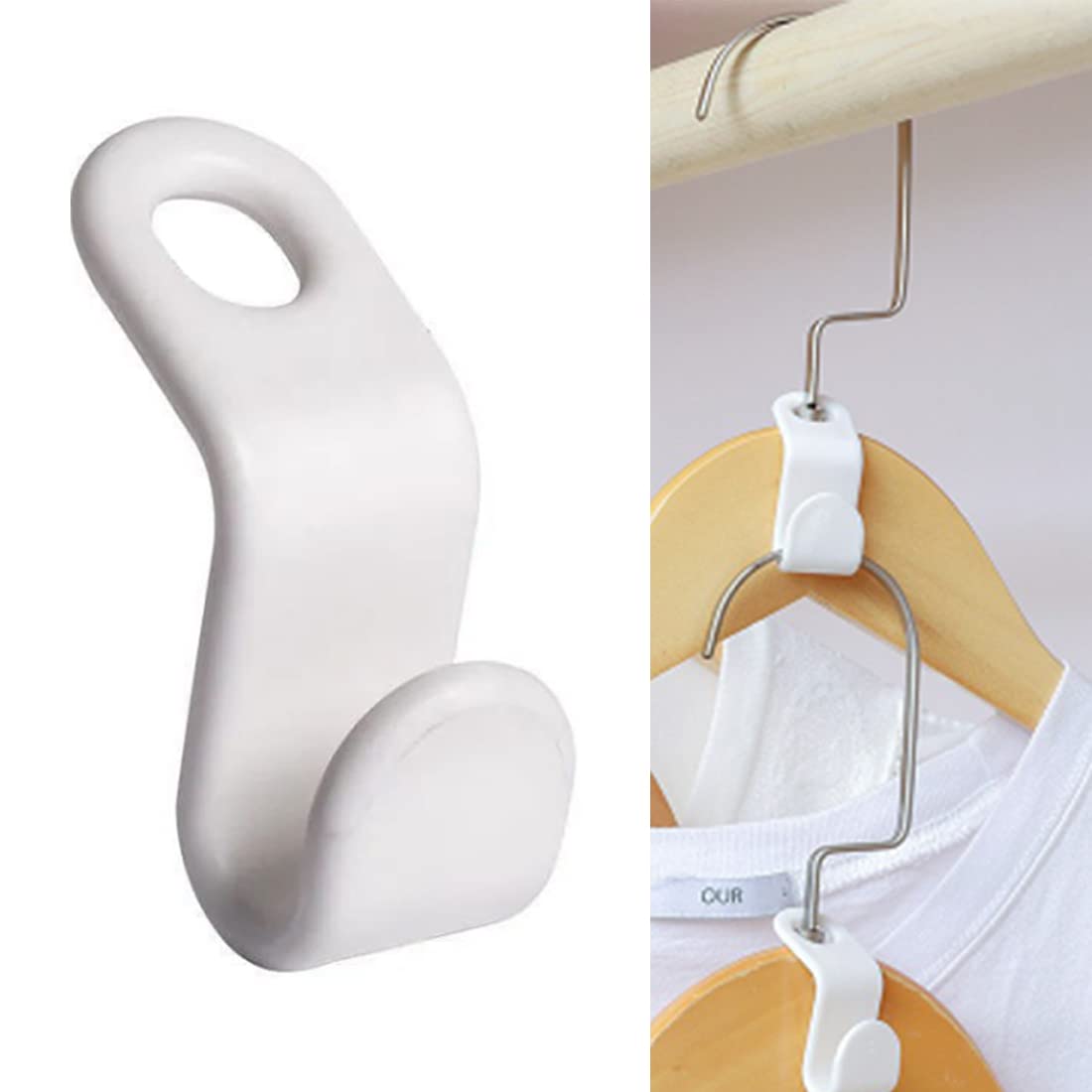 otylzto 50PCS(or100) Hanger Hooks for Plastic Hanger Clips for Clothes Space Saving Hangers for Clothes Closet Hangers Space Sav