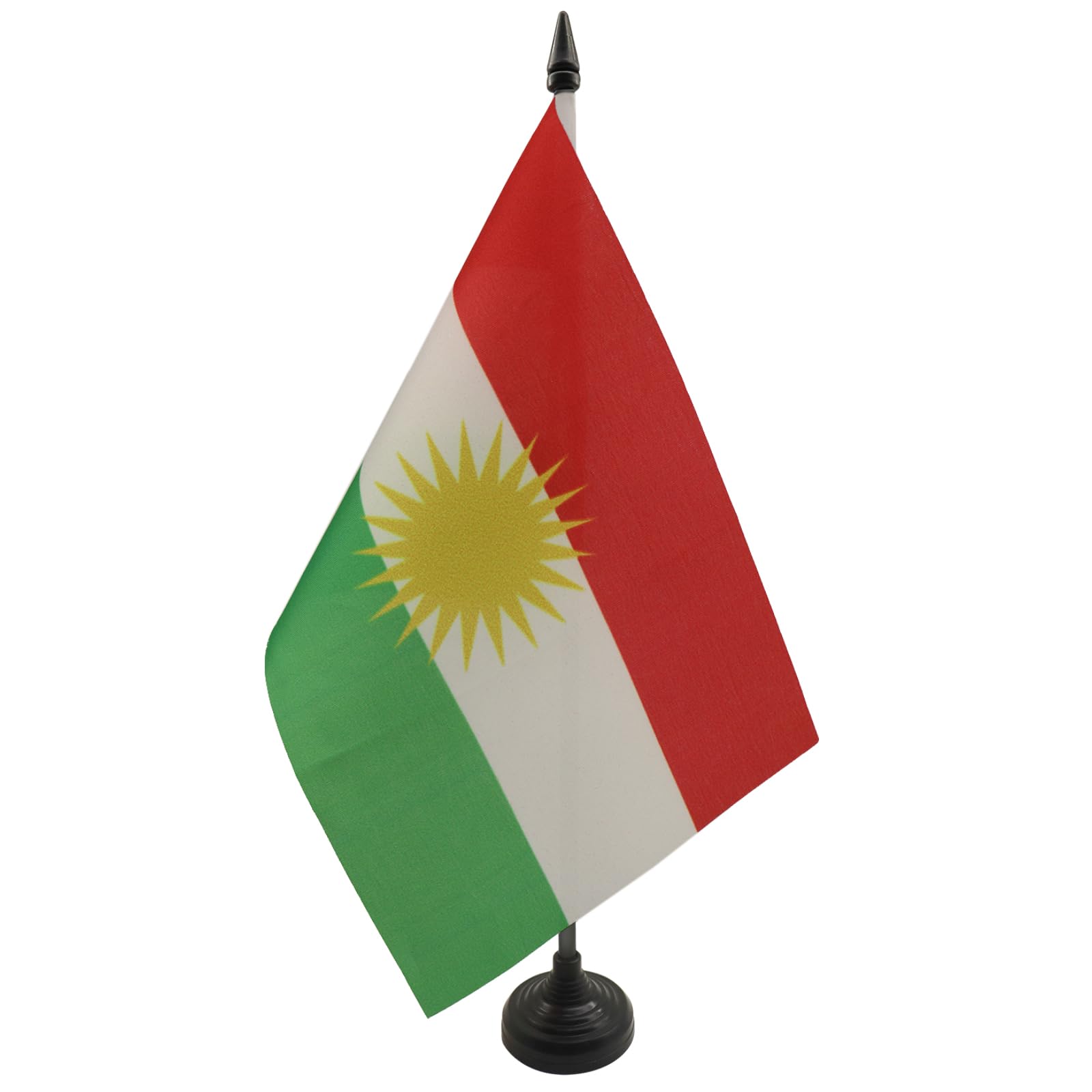 Kurdistan Table Flag 5' X 8' - Curdistan Desk Flag 21 X 14 Cm - Black Plastic Stick And Base - Az Flag