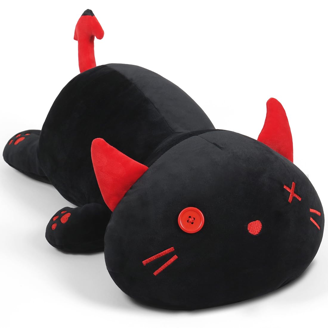 Yeqivo Black Cat Stuffed Animal, Cute Cat Plush Toy Pillow Soft Cat Stuffed Animal Kawaii Plushie Toy 30Cm/11.8Inch