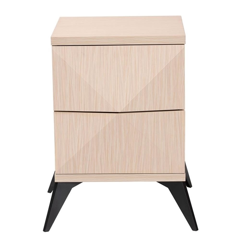 Baxton Studio Draper Mid-Century Modern Two-Tone Light Brown and Black Wood 2-Drawer Nightstand