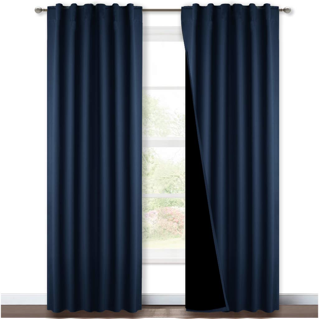 Nicetown 100% Blackout Cold Reducing Blinds, Rod Pocket And Back Tab Window Treatment Curtains, Thermal Insulated Drapes And Dra