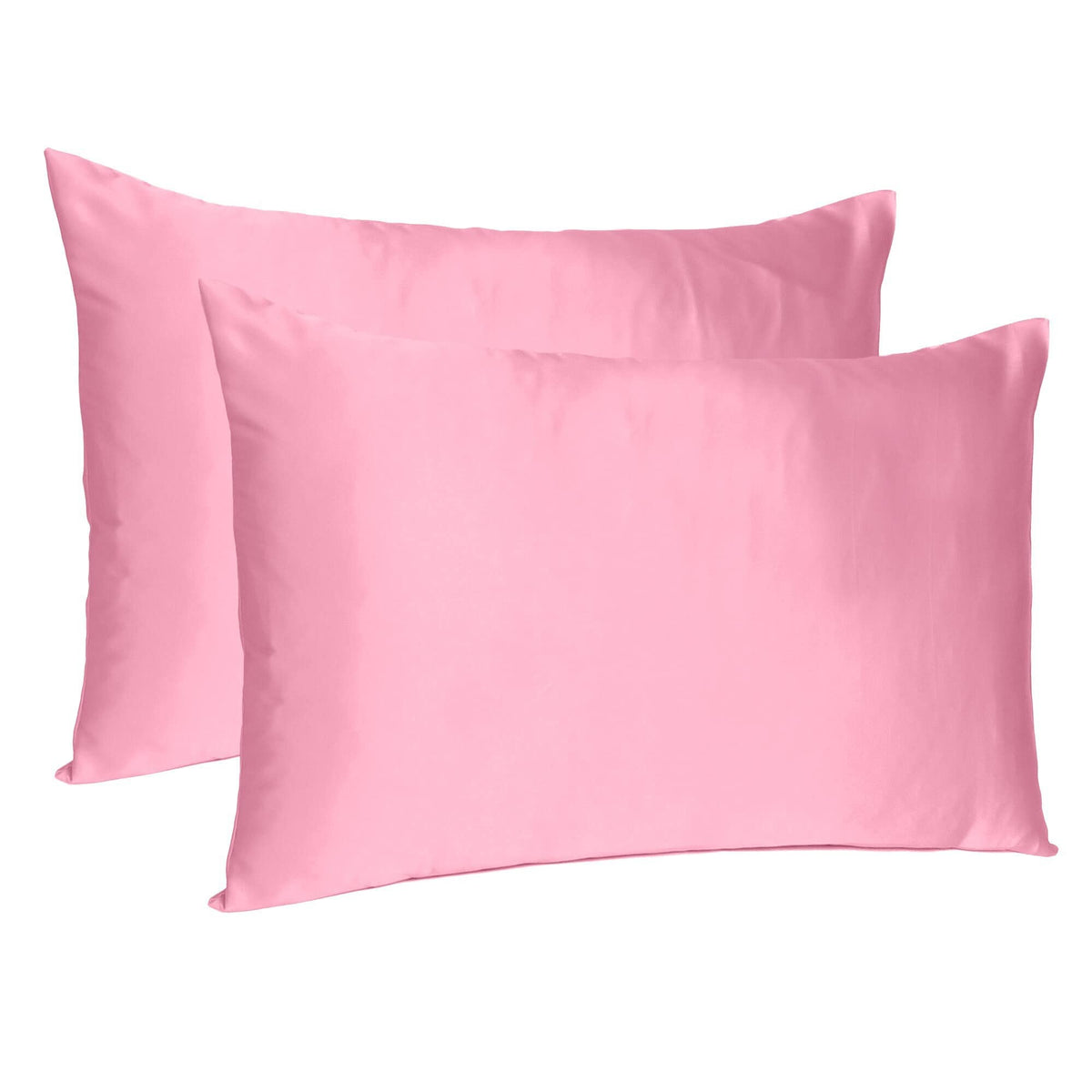 HomeRoots Pink Rose Dreamy Set of 2 Silky Satin Queen Pillowcases