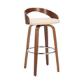 HomeRoots 476859 31 in. Faux Leather & Solid Wood Swivel Low Back Counter Height Bar Chair Cream