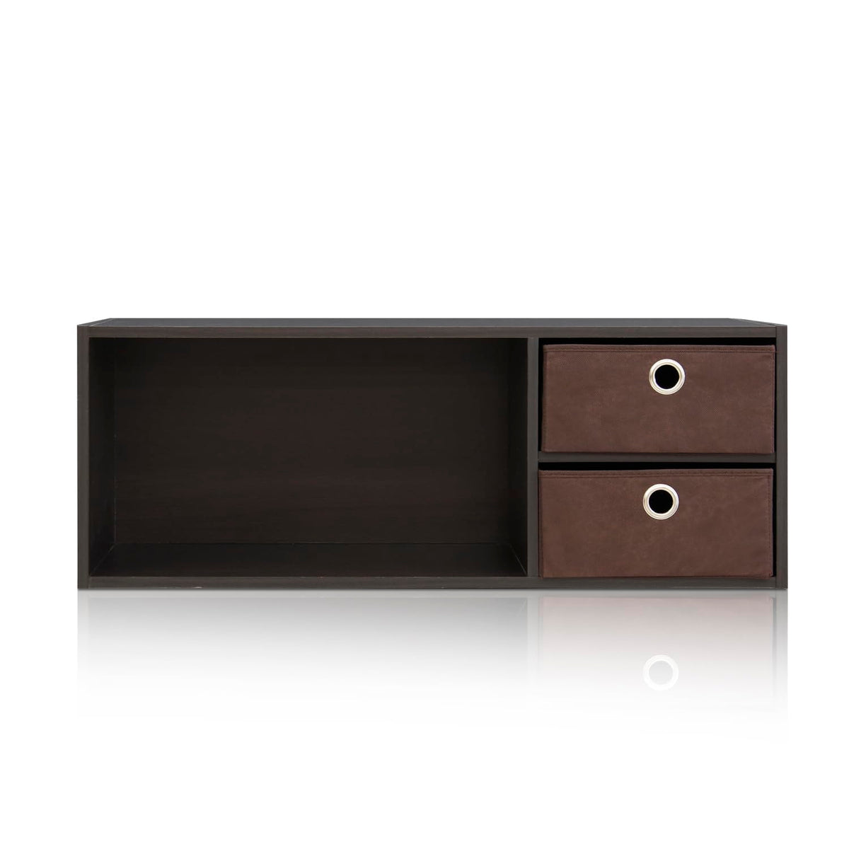 Furinno Wall-mounted Storage Shelf with 2 Bin Drawers, Espresso/Brown