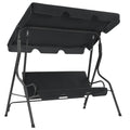 vidaXL Anthracite Garden Swing Bench with Canopy - Durable Powder-Coated Steel Frame with Polyester Seats - Outdoor Relaxation Swing Chair with Sun Shade