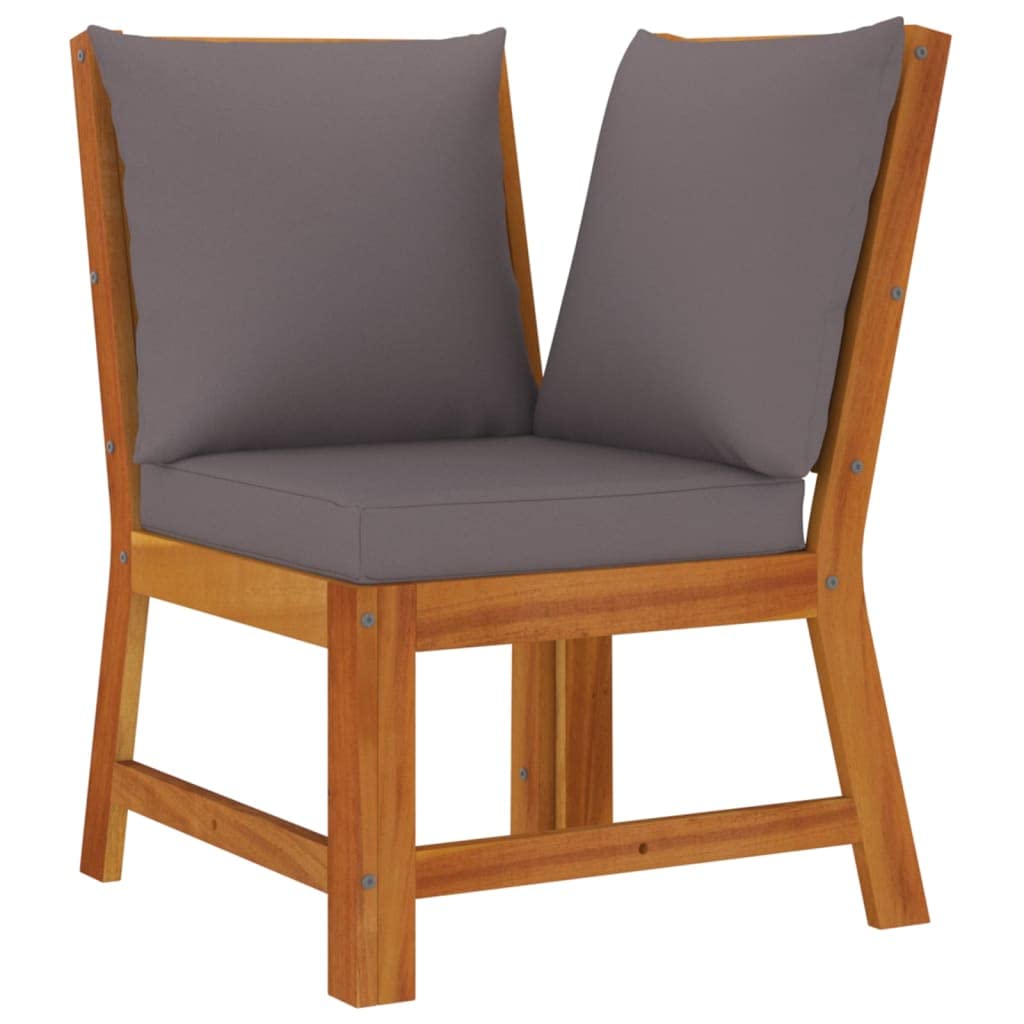 vidaXL Garden Dining Set with Cushions - 7 Piece Outdoor Patio Furniture, Solid Acacia Wood, Modular Design, Dark Gray Cushion Cover