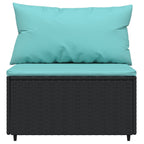 vidaXL - 3 Piece Patio Lounge Set with Cushions, Black PE Rattan Material, Weather-Resistant, with Tempered Glass Top Table, Powder-Coated Steel Frames, Modular Design for Flexible Configuration