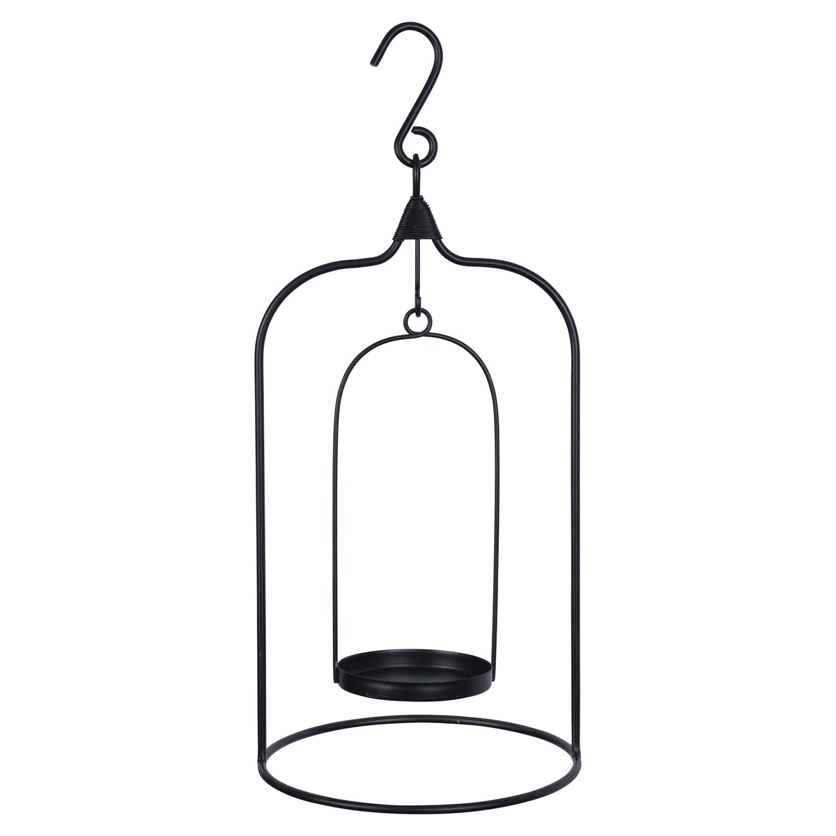 Stratton Home Decor Farmhouse Matte Black Hanging Candle Holder - Handcrafted Decorative Piece, Modern-Themed Lantern, Light Fixture For Bedroom, Living Room, Hallway, Study - Ready To Hang, Best Gift