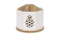 Spinning Desktop Stationary Organizer - Decorative Wooden Rotating Pen And Pencil Cup - 4 Compartment White Desk And Table Top O