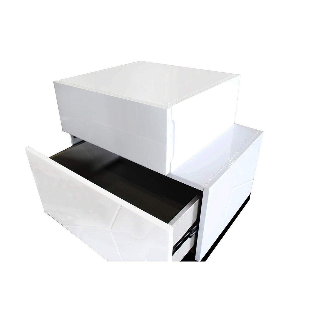 Best Master Poplar Wood Right-Facing Bedroom Nightstand In White/Black