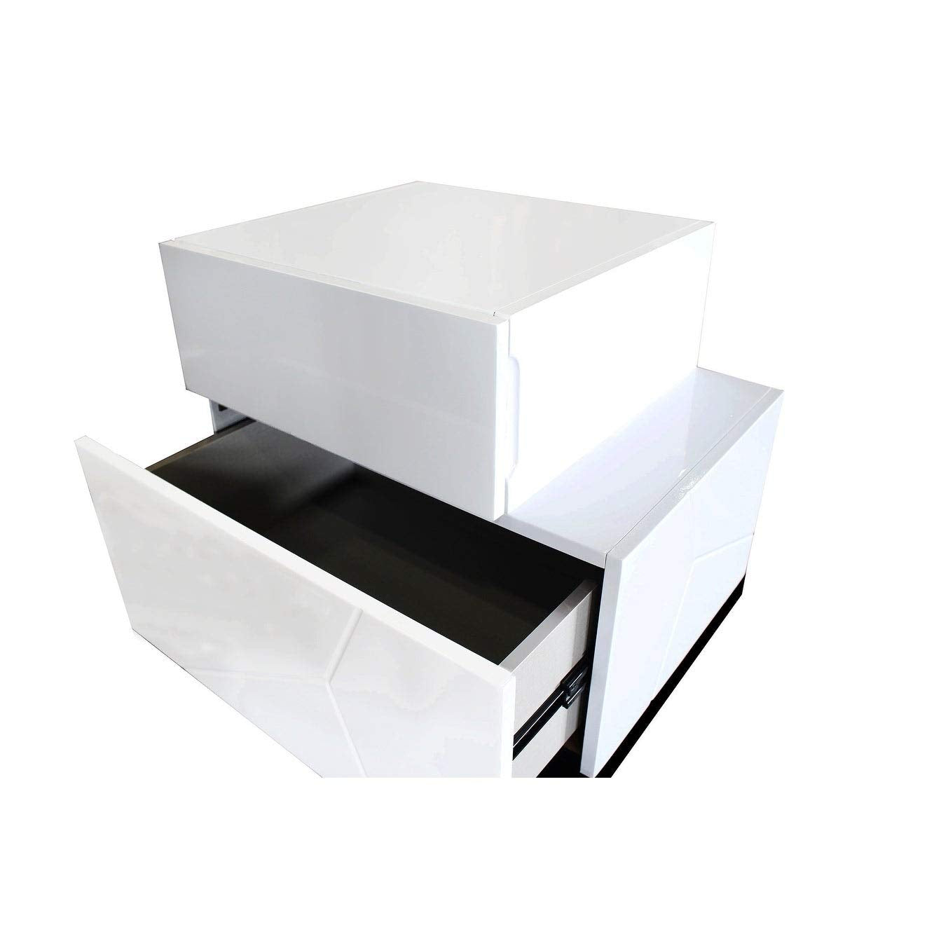 Best Master Poplar Wood Right-Facing Bedroom Nightstand In White/Black