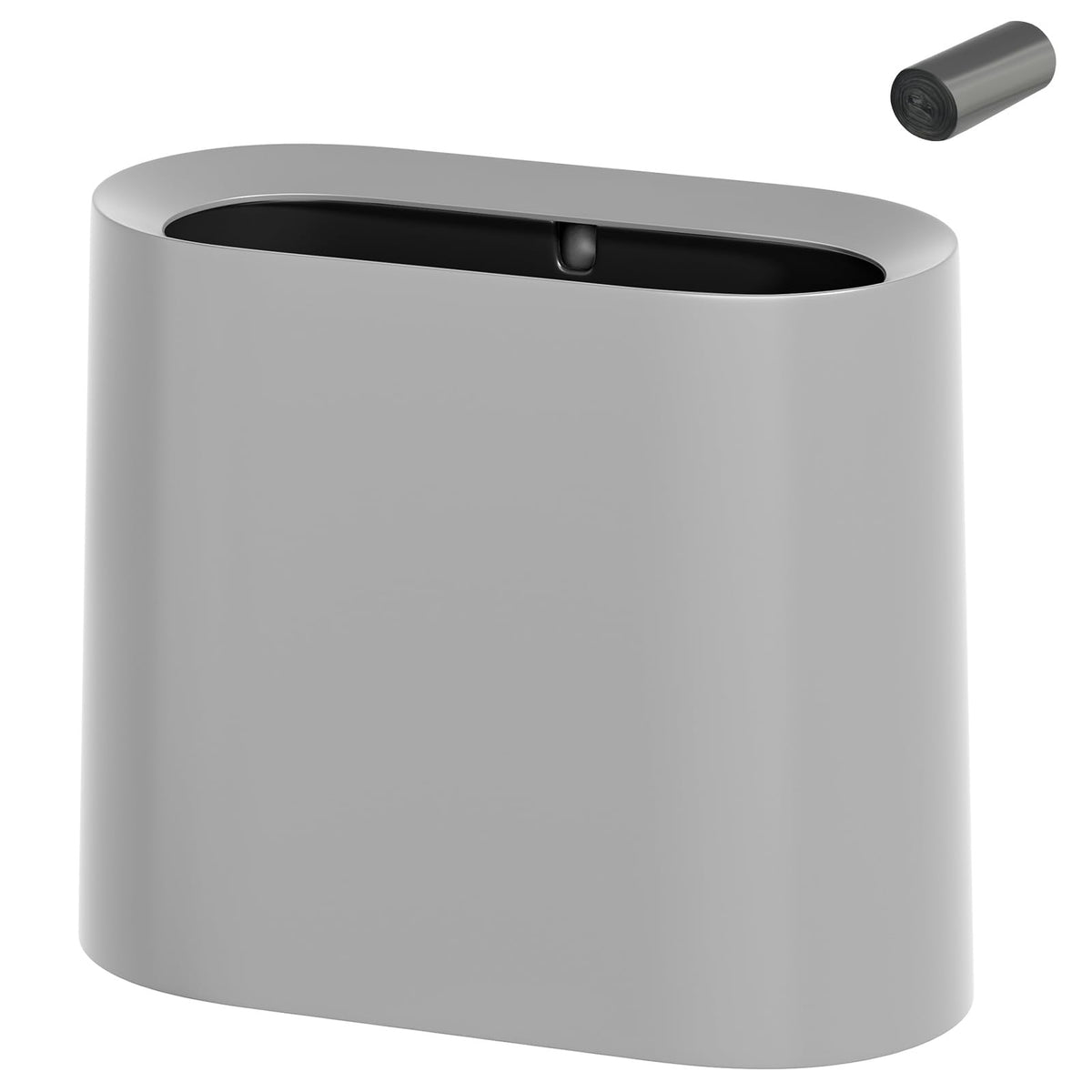 SUBEKYU 2.3 Gal Bathroom Trash Can,Small Garbage Can for Kitchen,Grey