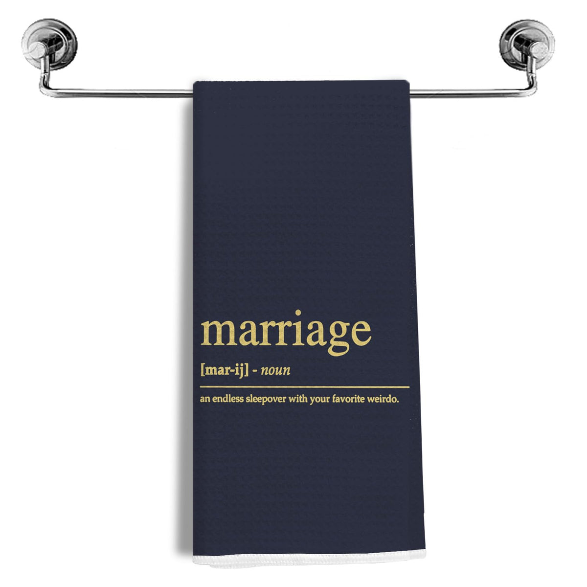 NEGIGA Navy Blue Wedding Gifts for Couples Newlyweds,Marriage Gifts,Marriage Kitchen Towels,Marriage Definition Waffle Weave Tow