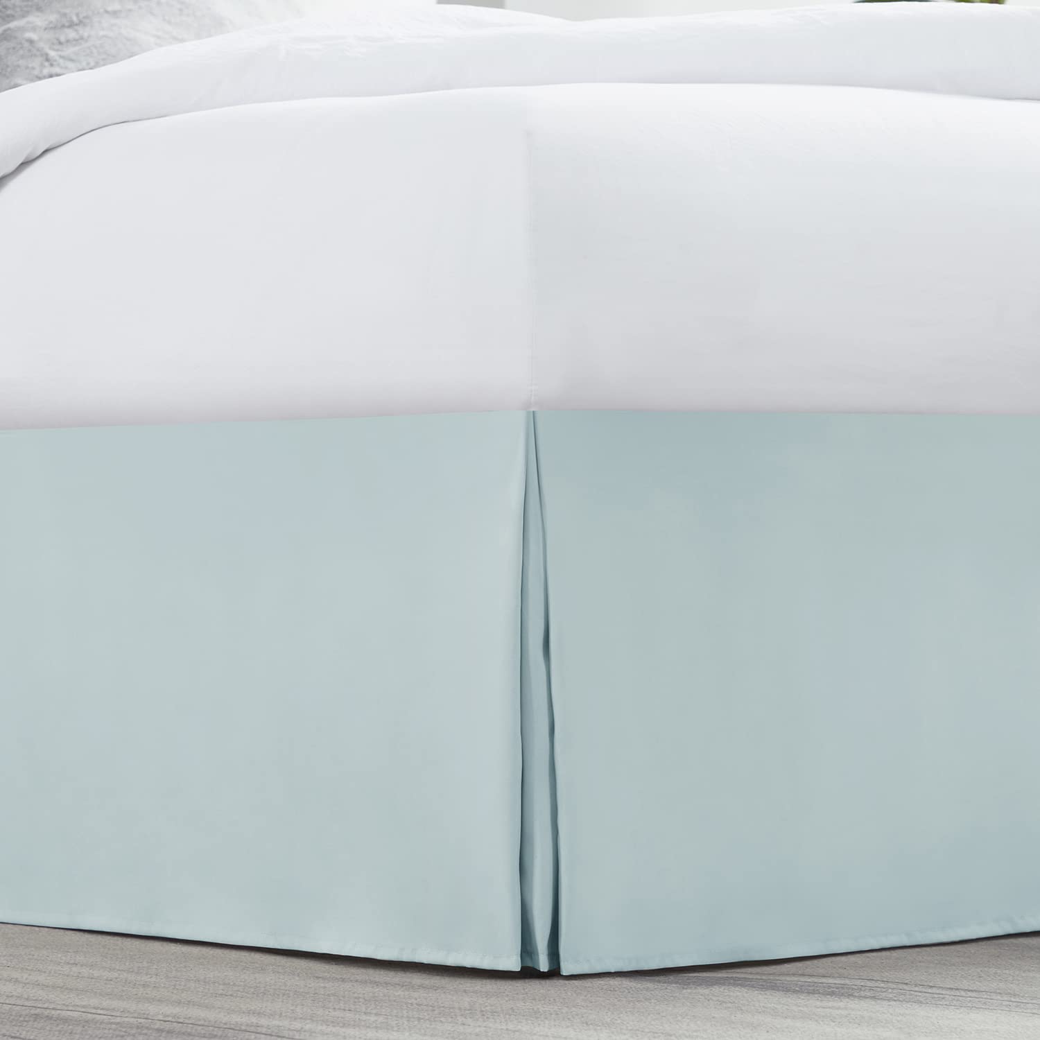 Nestl Light Baby Blue Bed Skirt Cal King Size - Cal King Bed Skirt 14 Inch Drop - Brushed Microfiber Bed Skirts - Hotel Quality Pleated Bed Skirt - Shrinkage & Fade Resistant