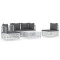 vidaXL Modern Patio Lounge Set with Cushions - 5-Piece, White Steel, Comfortable Seating, Modular Design, Weatherproof Cover Rec