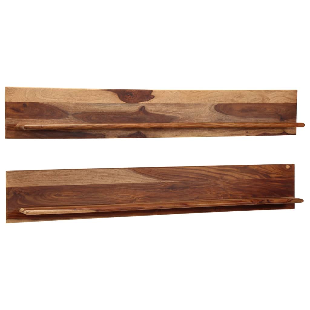 vidaXL Wall Shelves 2 Pcs, Floating Shelves, Display Shelves, Wall Mounted Shelves for Book DVD Display, Farmhouse Style, Solid Sheesham Wood