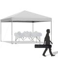 10X10 Ft Pop Up Canopy Tent, Easy Up Instant Outdoor Canopy, Straight Legs, Wheeled Carry Bag - White