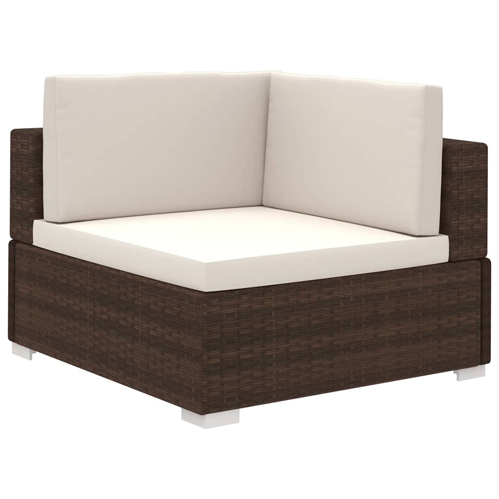 12 Piece Patio Lounge Set with Cushions Poly Rattan Brown