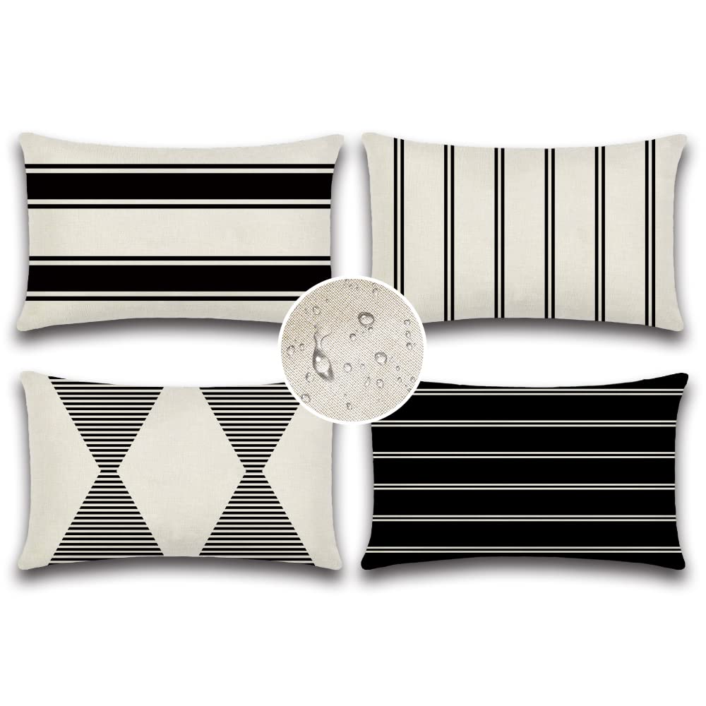 Otostar Outdoor Decorative Pillow Covers Waterproof Garden Throw Pillow Covers 12X20 Inch Cushion Case Geometry Throw Pillowcase