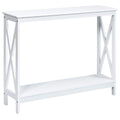 Giantex Console Table 2-Tier With Storage Shelf,X-Design Bookshelf Narrow Accent Table For Entryway Hallway Living Room Sofa Side Table (White)